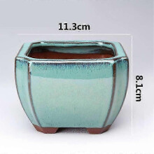 (Style 19) Stoneware Bonsai Pots with Drainage Holes Chinese Style Ceramic Planters for Indoor Plants