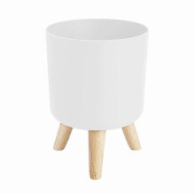 Plant Pots with Wooden Legs, Floor Standing Planter for Home Dcor Indoor Outdoor Use