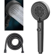 Water Saving Shower Head with 5 Adjustable Modes & High Pressure - Universal Bathroom Shower Head (Black)
