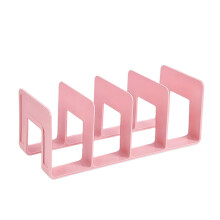 (Pink) Acrylic Bookends – 4-Compartment Desktop Organizer for Office Home