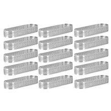 Perforated Tartlet Molds Stainless Steel 15-Piece Oval Tart Baking Set for Professional & Home Use
