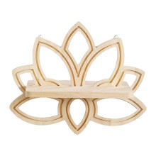 Lotus Flower Wall Shelf – Wooden Floating Planter for Yoga Meditation
