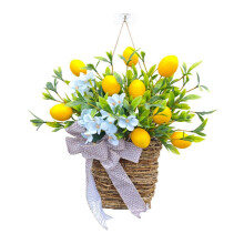 Lemon Door Hanger – Artificial Basket Wreath for Farmhouse Porch Decor