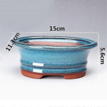 (Style 3) Stoneware Bonsai Pots with Drainage Holes Chinese Style Ceramic Planters for Indoor Plants