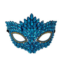 (Blue) Gothic Cat Eye Masquerade Mask – Rhinestone Vintage – for Sexy Halloween Party