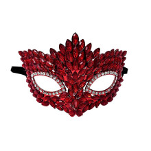 (Red) Gothic Cat Eye Masquerade Mask – Rhinestone Vintage – for Sexy Halloween Party