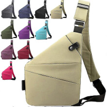 (Left Shoulder, Khaki) Anti-Theft Crossbody Bag for Women, Travel Security Purse with RFID Protection & Waterproof Oxford Fabric