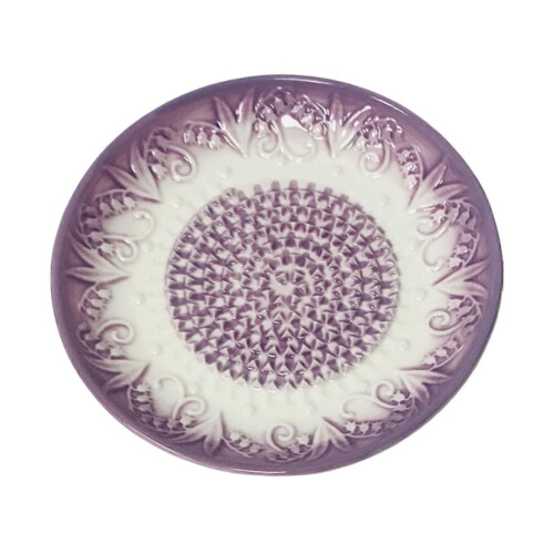 (Purple) Ceramic Garlic Grater – Embossed Vintage Mincer Plate for Kitchen