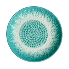 (Cyan) Ceramic Garlic Grater – Embossed Vintage Mincer Plate for Kitchen