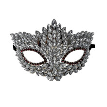 (Silver) Gothic Cat Eye Masquerade Mask – Rhinestone Vintage – for Sexy Halloween Party