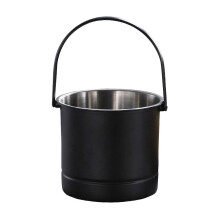 (Black) Stainless Steel Ice Bucket – with Removable Strainer – for Wine & Beer Chilling