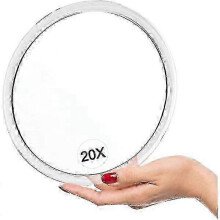 20X Magnifying Mirror with Suction Cups, Travel-Friendly 16.2cm Round Acrylic Frame for Precise Makeup & Skincare