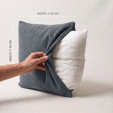 (Pack of 1 (20x20), Grey) Stripe Velvet Filled Cushions with Cushion Pads 20x20 Inch | Premium Quality Pillows