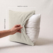 (Pack of 1 (20x20), Cream) Stripe Velvet Filled Cushions with Cushion Pads 20x20 Inch | Premium Quality Pillows