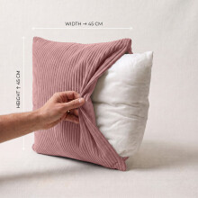 (Pack of 2 (20x20), Light Pink) Stripe Velvet Filled Cushions with Cushion Pads 20x20 Inch | Premium Quality Pillows