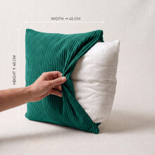 (Pack of 4 (20x20), Emerald) Stripe Velvet Filled Cushions with Cushion Pads 20x20 Inch | Premium Quality Pillows