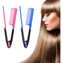 2 Flat Combs Hair Straightener Comb Salon Hair Brush Hairdressing Comb V-Shaped Straightener (Roes Red, Blue,2024 Ping