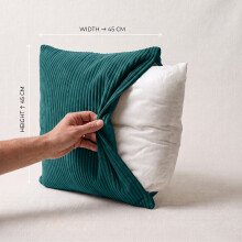 (Pack of 1 (20x20), Teal) Stripe Velvet Filled Cushions with Cushion Pads 20x20 Inch | Premium Quality Pillows