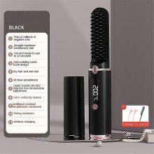 (Black charging model) Electric Hair Straightener Brush Straight Quick Iron Hot Comb Styling Tool