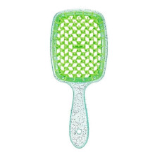 (Green) Massage Wet Dry Comb Brush Comb Hollow Combs Salon Barber Hair Brush Tools