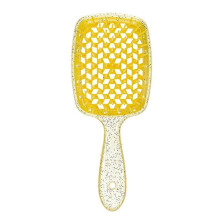 (Yellow) Massage Wet Dry Comb Brush Comb Hollow Combs Salon Barber Hair Brush Tools
