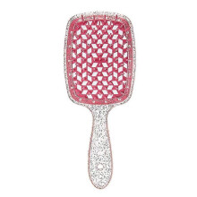 (Pink) Massage Wet Dry Comb Brush Comb Hollow Combs Salon Barber Hair Brush Tools