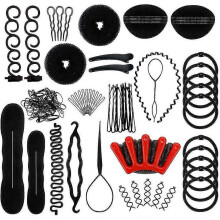 27 Pieces Hair Styling Accessories Set - French Braid & Bun Tool Kit - Black Hair Clips/bobby Pins/braid Tools/hair Rubber Bands PXCL