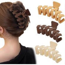 Large Women Hair Clips, 3pcs Non-Slip Hair Clips Thick Hair Clips for Women Girls Thick Thin Hair (Khaki, Brown, Beige),2024 Ping