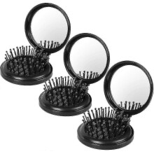3pcs Folding Travel Hair Brush with Mirror, Mini Comb/wet Brushes, Compact Gift
