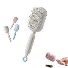 Self Cleaning Hair Brush with Retractable Cushion, Anti Static Detangling Brush for Wet Dry Hair Women White