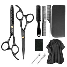 (10PCs, Black) Hair Cutting Thinning Scissors 11pcs Set Professional Home Hair Cutting Scissors Kit with Comb/Cape/Clip