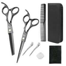 (8PCs, Black) Hair Cutting Thinning Scissors 11pcs Set Professional Home Hair Cutting Scissors Kit with Comb/Cape/Clip