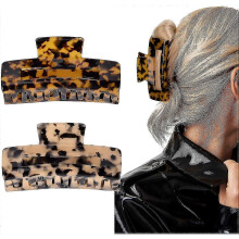 Hair Claw Clips, Big 4 Inch Tortoise Hair Banana Barrettes, Acrylic French Jaw Clips for Women Girls Leopard Print Strong Hold