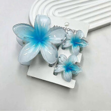 (Blue) Egg Flower Hair Clips 3pcs Multi Functional Shark Clip