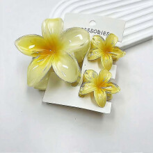 (white and yellow) Egg Flower Hair Clips 3pcs Multi Functional Shark Clip