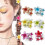 (Gradient red) Egg Flower Hair Clips 3pcs Multi Functional Shark Clip 2