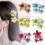 (Gradient red) Egg Flower Hair Clips 3pcs Multi Functional Shark Clip 3