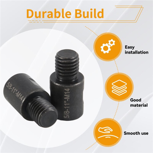 2pcs 5/8 Inch-11 to M14 Adapter Angle Grinder Thread Converter Adapter Shaft Connector for Diamond Core Drill Bits 2
