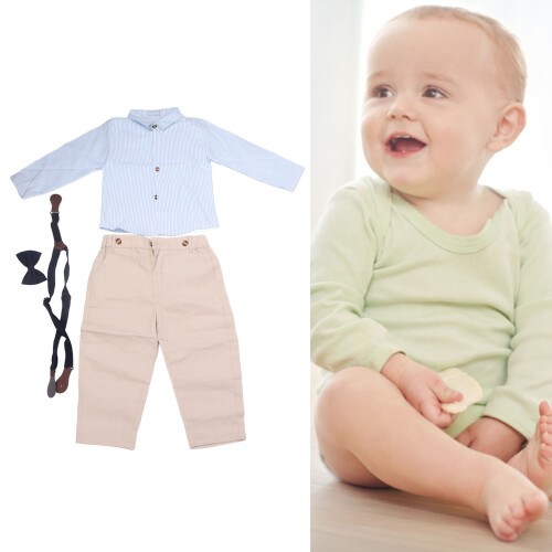 Jungen Outfit Set mit Hose und Hemd 100cm Blau 2