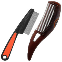 2 Pcs Anti-dandruff Stainless Steel Fine Tooth Comb for Children and Adults Effective in Scalp Psoriasis and Hair Grooming Edition 0119