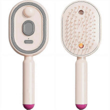 (Pink) Steam Hair Straightening Brush 2-in-1 Misting Comb Anti-Static Frizz Control for Daily Use
