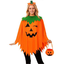 3PCS Halloween Pumpkin Costume for Women with Poncho Headband Bag Perfect for Costume Parties