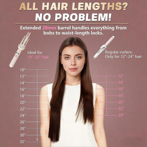 Automatic Rotating Curling Iron - 1.1 Inch (28mm) Curling Wand for Beach Waves, 2