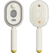 (Beige) Steam Hair Straightening Brush 2-in-1 Misting Comb Anti-Static Frizz Control for Daily Use