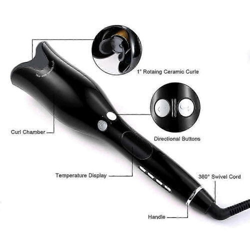 Automatic Hair Curler - Hands-Free Rotating Curling Iron with Adjustable Temperature, LED Display, 110-240V EU Plug 2