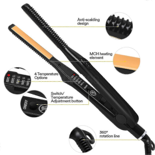 Mini Titanium Ceramic Flat Iron for Short Hair & Beard Styling Travel Size 1
