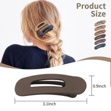 Small Flat Hair Claw Clips for Women Lay Down Claw Clips for Thin Fine Hair 6pack Colour Light brown, Orange, Bean paste, Dark brown, Khaki and Blue