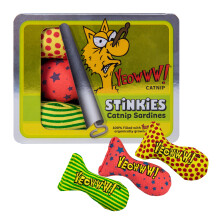 Yeowww! Stinkies Catnip Cat Toys - 3-Pack 100% Organic Catnip Filled Sardines in Tin - Long-Lasting Interactive Indoor Cat and Kitten Play Toys