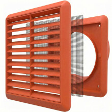Kair Terracotta 100mm Louvred Vent Grille with Flyscreen and Rear Spigot | Push-fit installation, Integrated insect screen