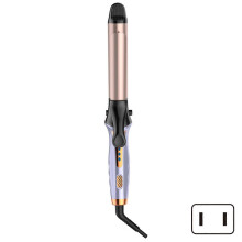 (US plug, Purple) Automatic Rotating Curling Iron Multifunctional Hair Curler Straighter for Long Short Hair